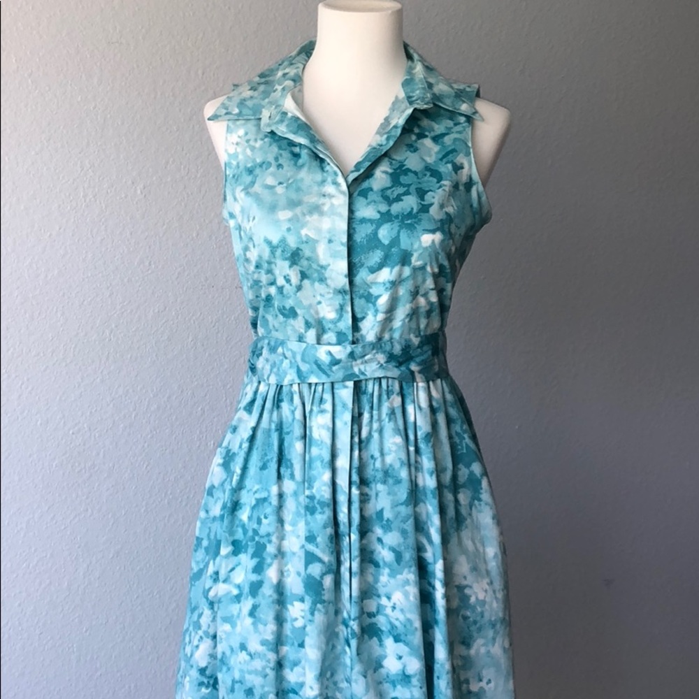 Talbots blue floral sundress/dress cotton sz 2P